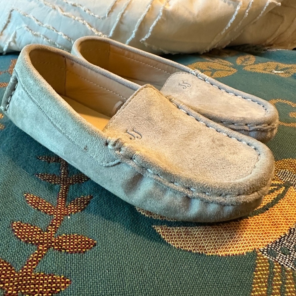 Janie and Jack Gray Moccasin Shoes with Classic Stitching